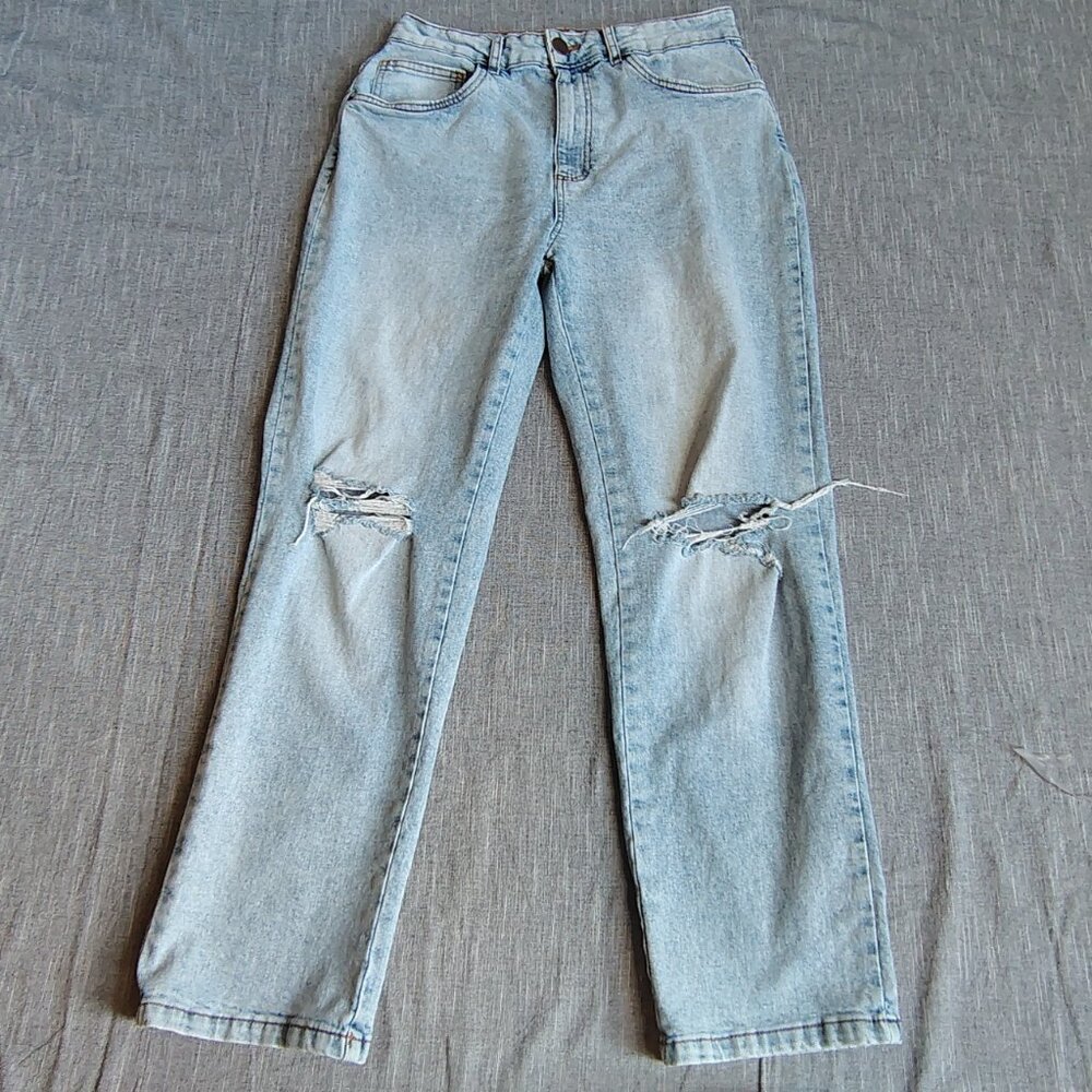 Cotton On Jeans Women's Size 10 (28x28) Acid Wash Straight‎ Leg Stretch Ripped